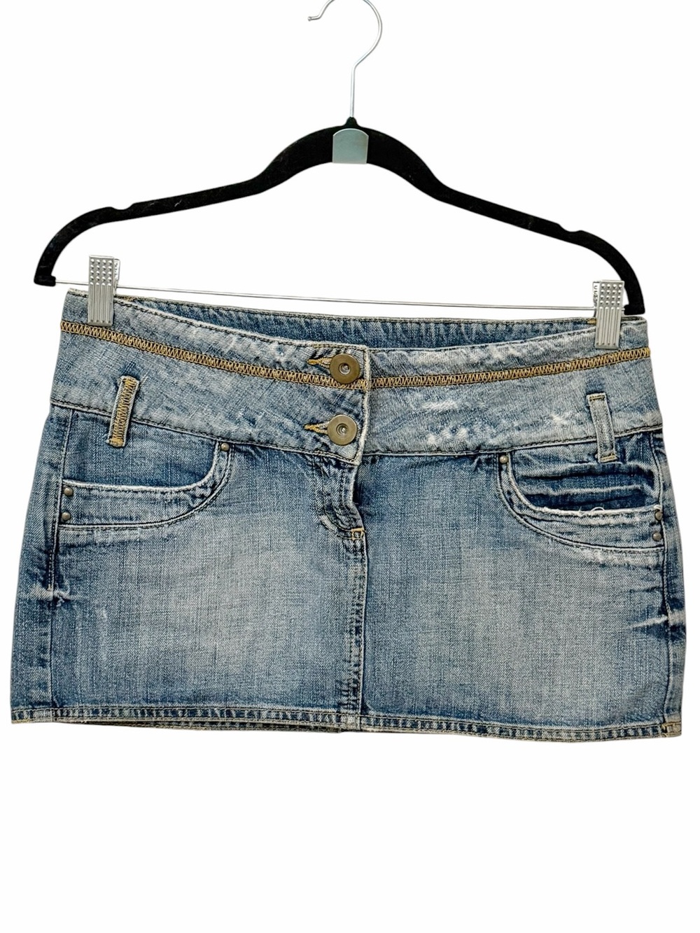Vintage Zara 100% Cotton Denim Mini Skirt - Light Blue